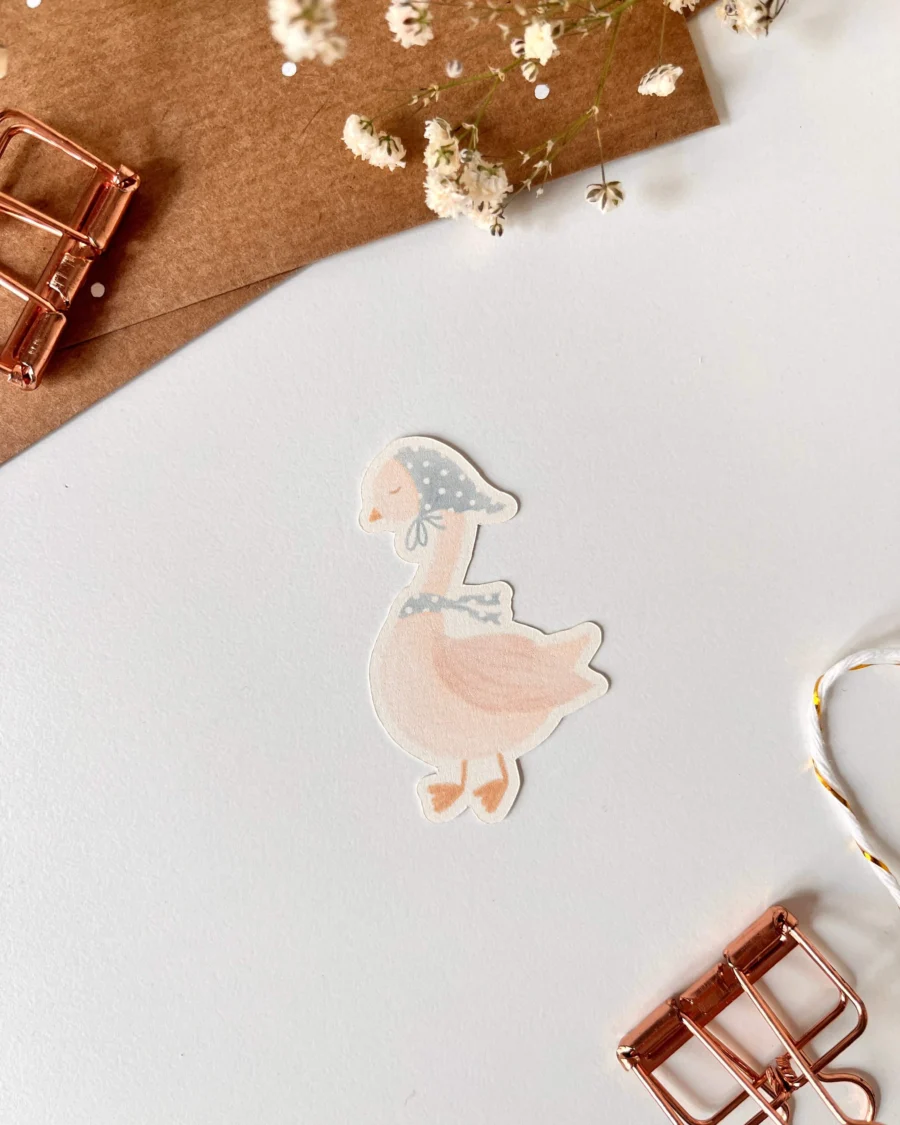 Fehér lúd cottagecore hangulatú matrica