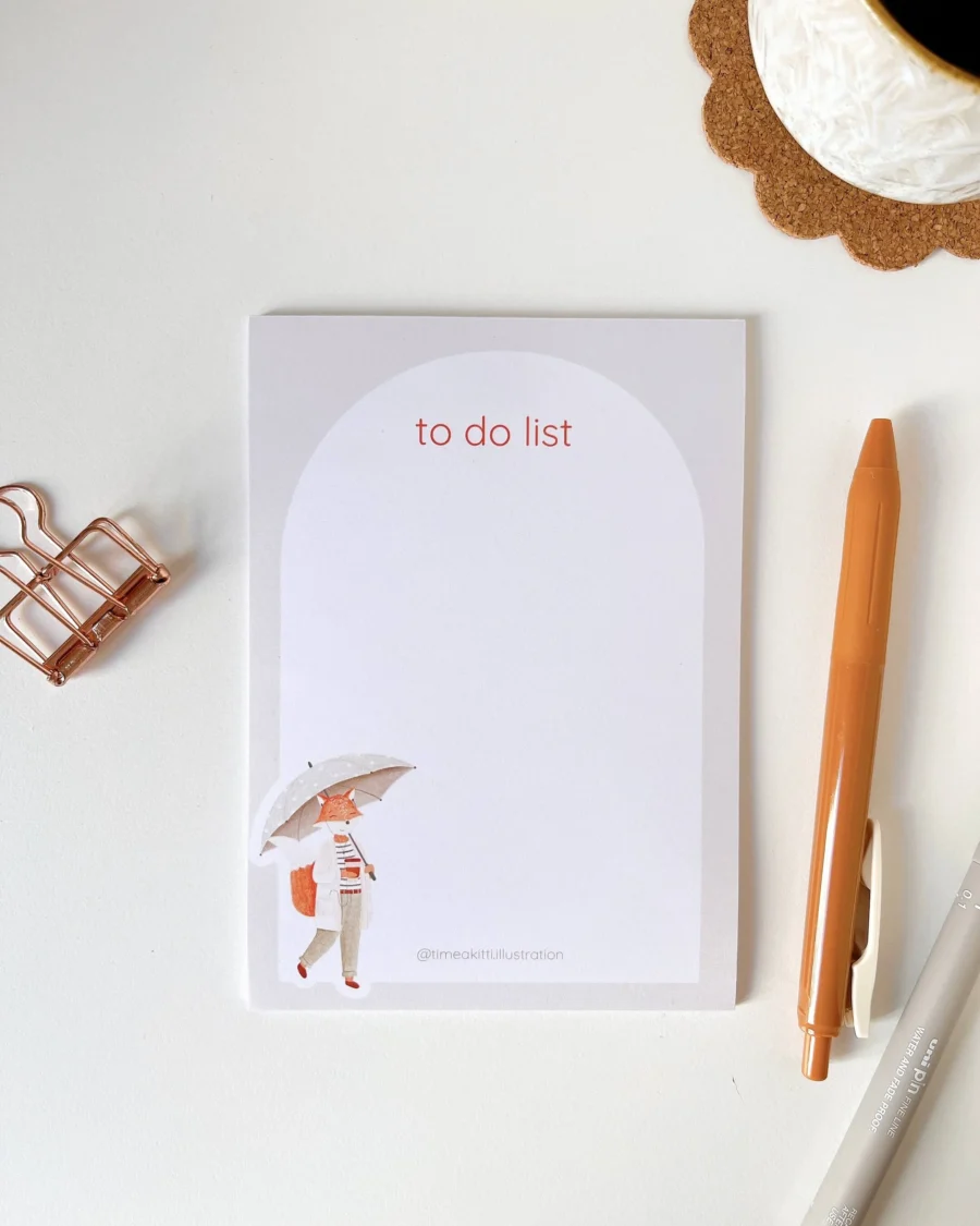 Sétáló róka esernyővel jegyzettömb