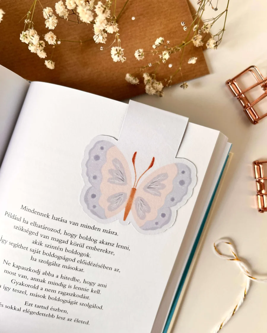 Kék pillangó mágneses könyvjelző