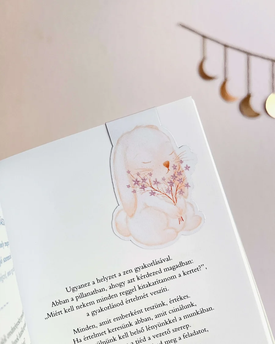 Cuki fehér nyuszis mágneses könyvjelző